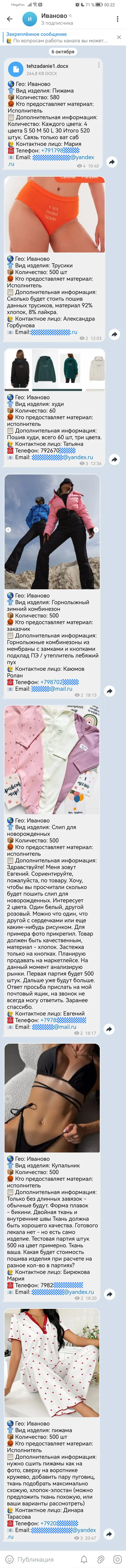 Заказы на оптовый пошив в Иваново